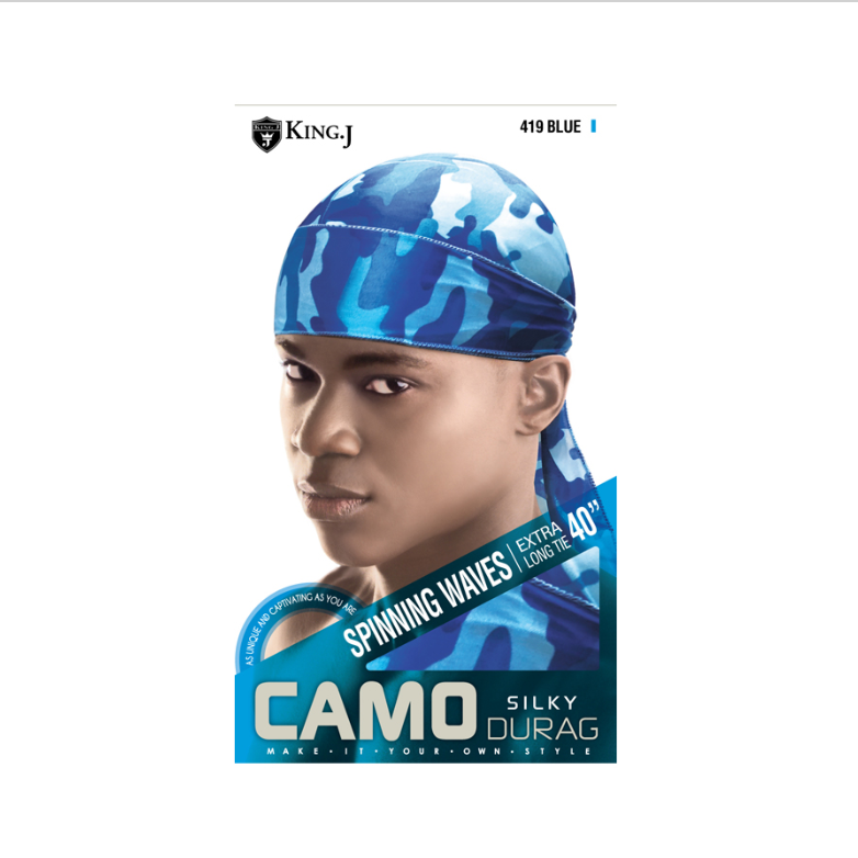 KING J - CAMO - SPINNING WAVES - SILKY - DURAG - 40''