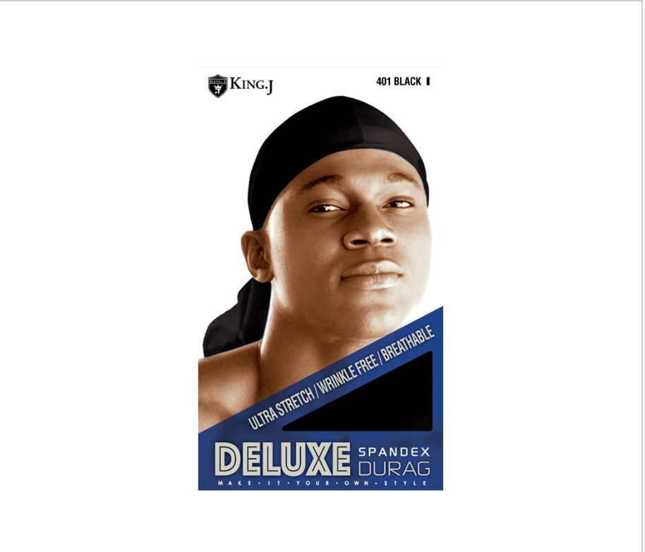 KING.J - DELUX ULTRA STRETCH - SPANDEX DURAG - BLACK
