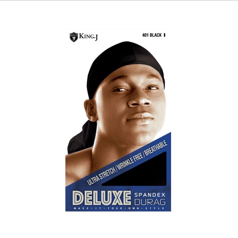 KING.J - DELUX ULTRA STRETCH - SPANDEX DURAG - BLACK