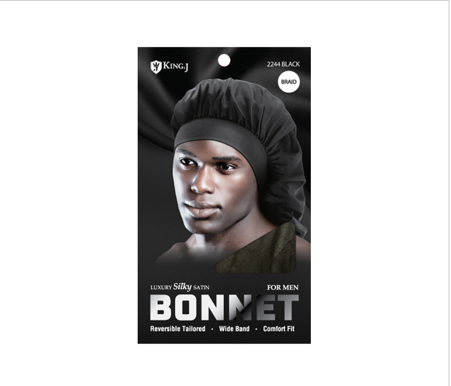 KING.J - LUXURY SILKY SATIN BONNET - FOR MEN - REVERSIBLE