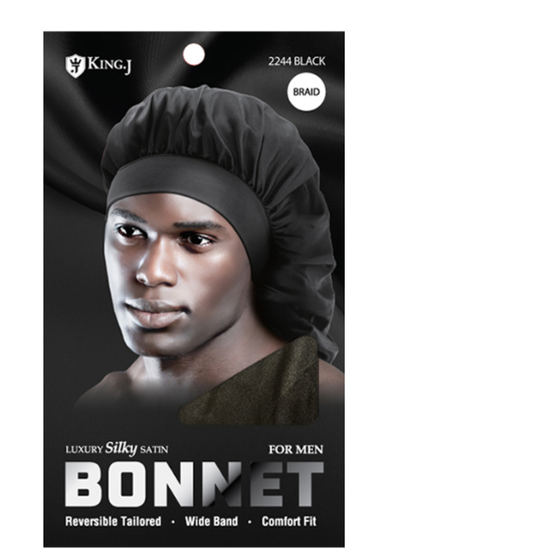 KING.J - LUXURY SILKY SATIN BONNET - FOR MEN - REVERSIBLE