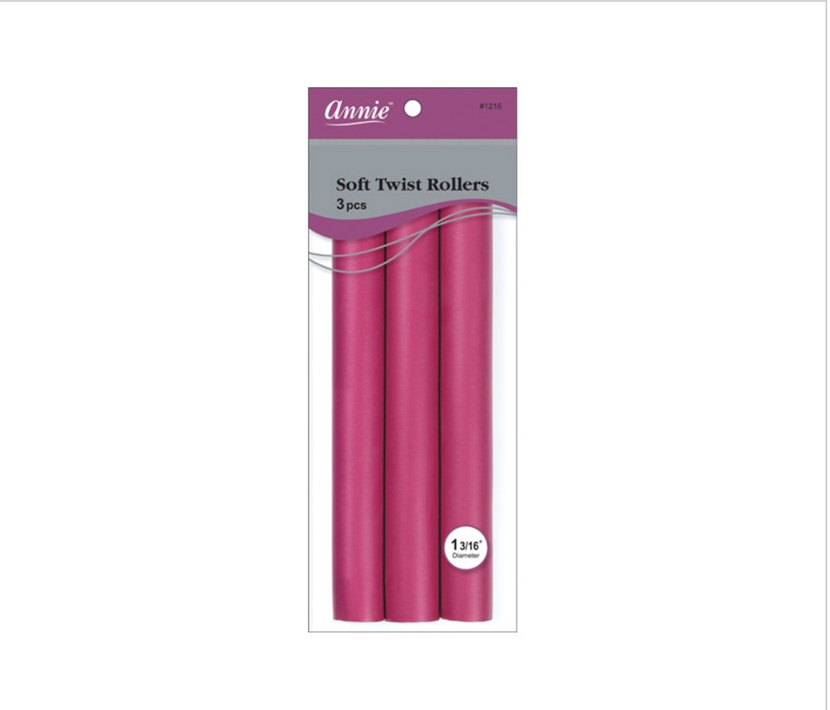ANNIE #1216 SOFT TWIST ROLLERS 10" 1-3/16" DIA 3 CT PLUM