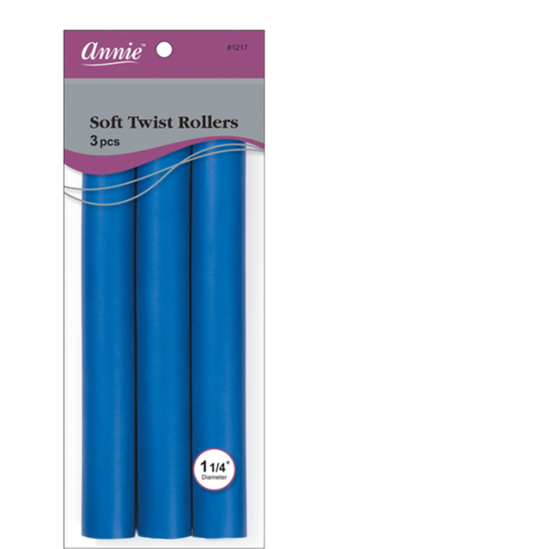 ANNIE - SOFT TWIST ROLLERS -3 PCS - 1 1/4'' - 10'' - BLUE