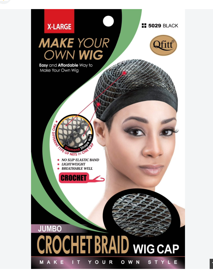 QFITT MAKE YOUR OWN WIG CROCHET BRAIDS WIG CAP - BLACK