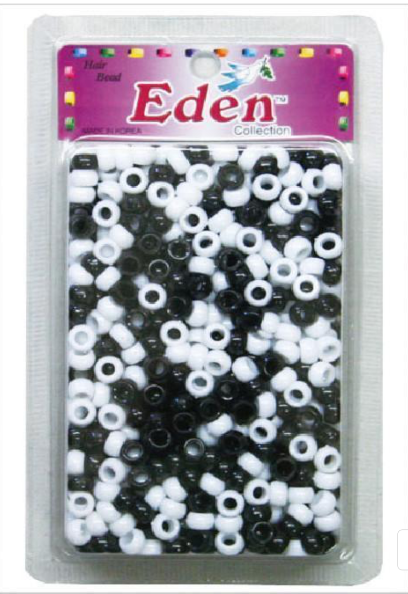 EDEN 1000 SMALL BEADS LARGE PACK HAIR BEADS - BLACK - WHITE