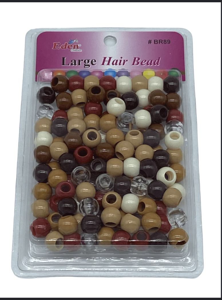 EDEN LARGE ROUND HAIR BEADS - BROWN MIX