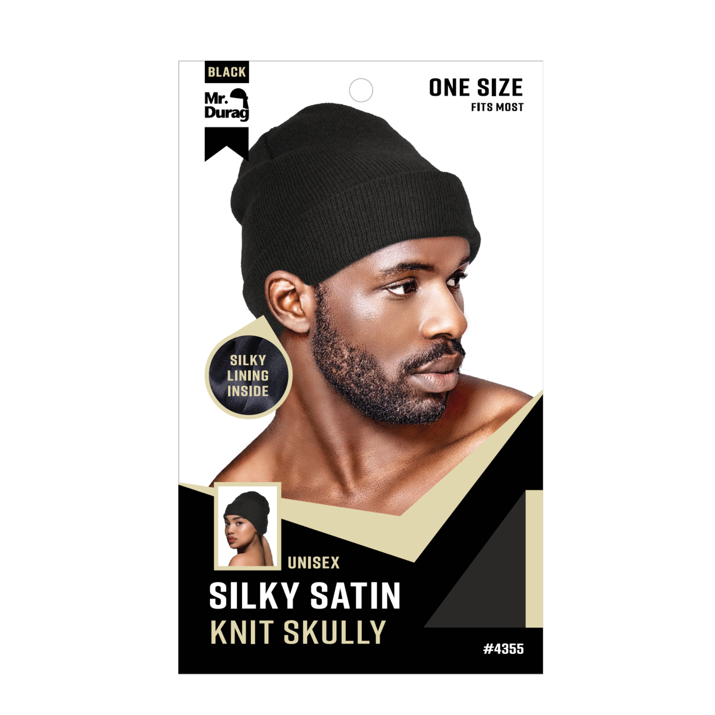 Annie International, Inc. - Mr. Durag Silky Satin Knit Skully, 1 Count Beanie, Black