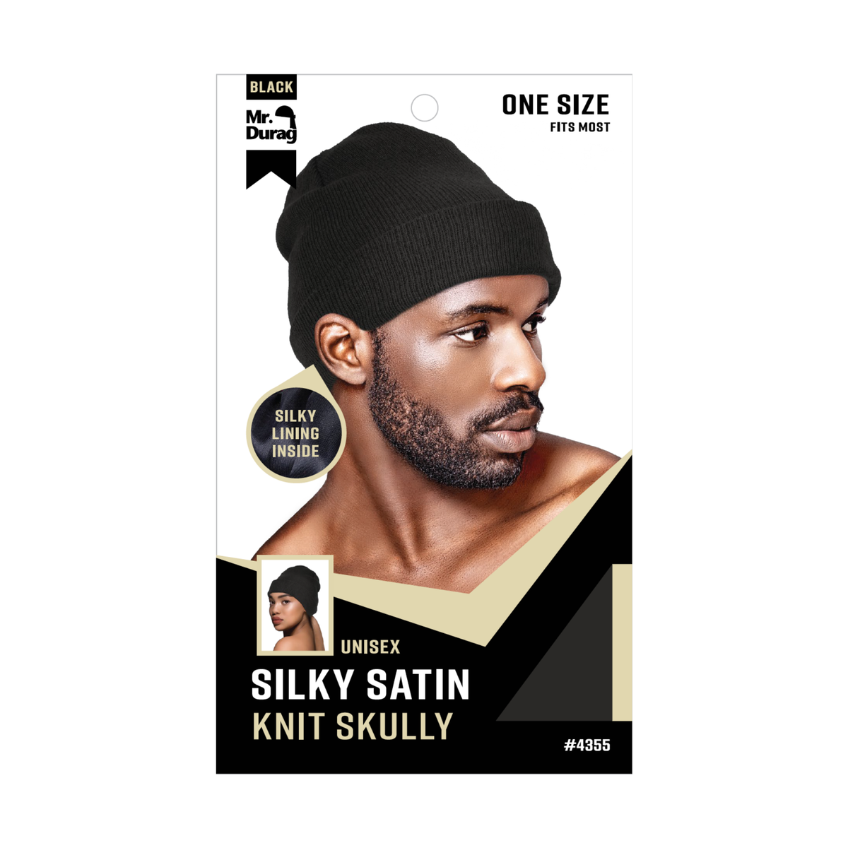 Annie International, Inc. - Mr. Durag Silky Satin Knit Skully, 1 Count Beanie, Black
