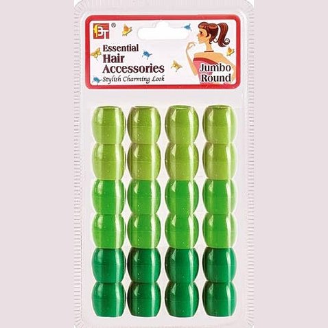 MI Hair Distribution - ROUND BEADS 24 PCS - JUMBO - GREEN