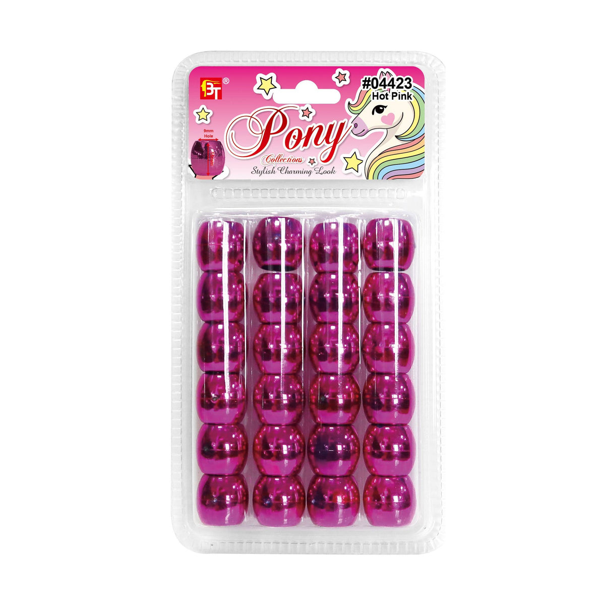 MI Hair Distribution - METALIC JUMBO ROUND BEADS (HOT PINK)