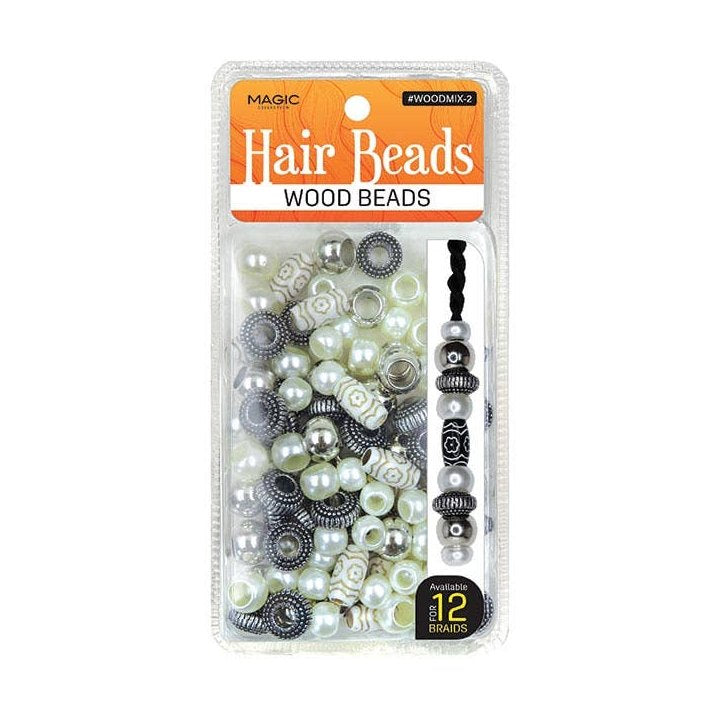 Hair Beads Wood Beads Mix Designs: DESIGN 3