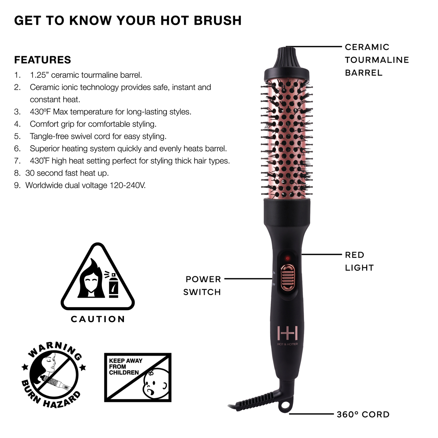 Annie International, Inc. - Hot & Hotter Tourmaline Ceramic Hot Styling Brush 1.25"