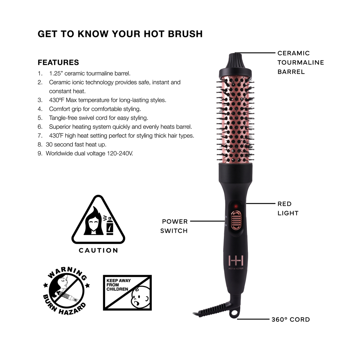 Annie International, Inc. - Hot & Hotter Tourmaline Ceramic Hot Styling Brush 1.25"