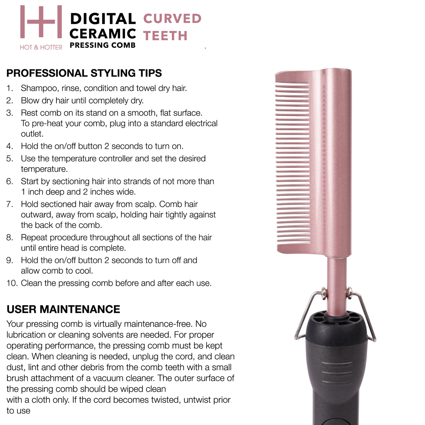 Annie International, Inc. - Hot & Hotter Digital Electrical Ceramic Pressing Comb Curved