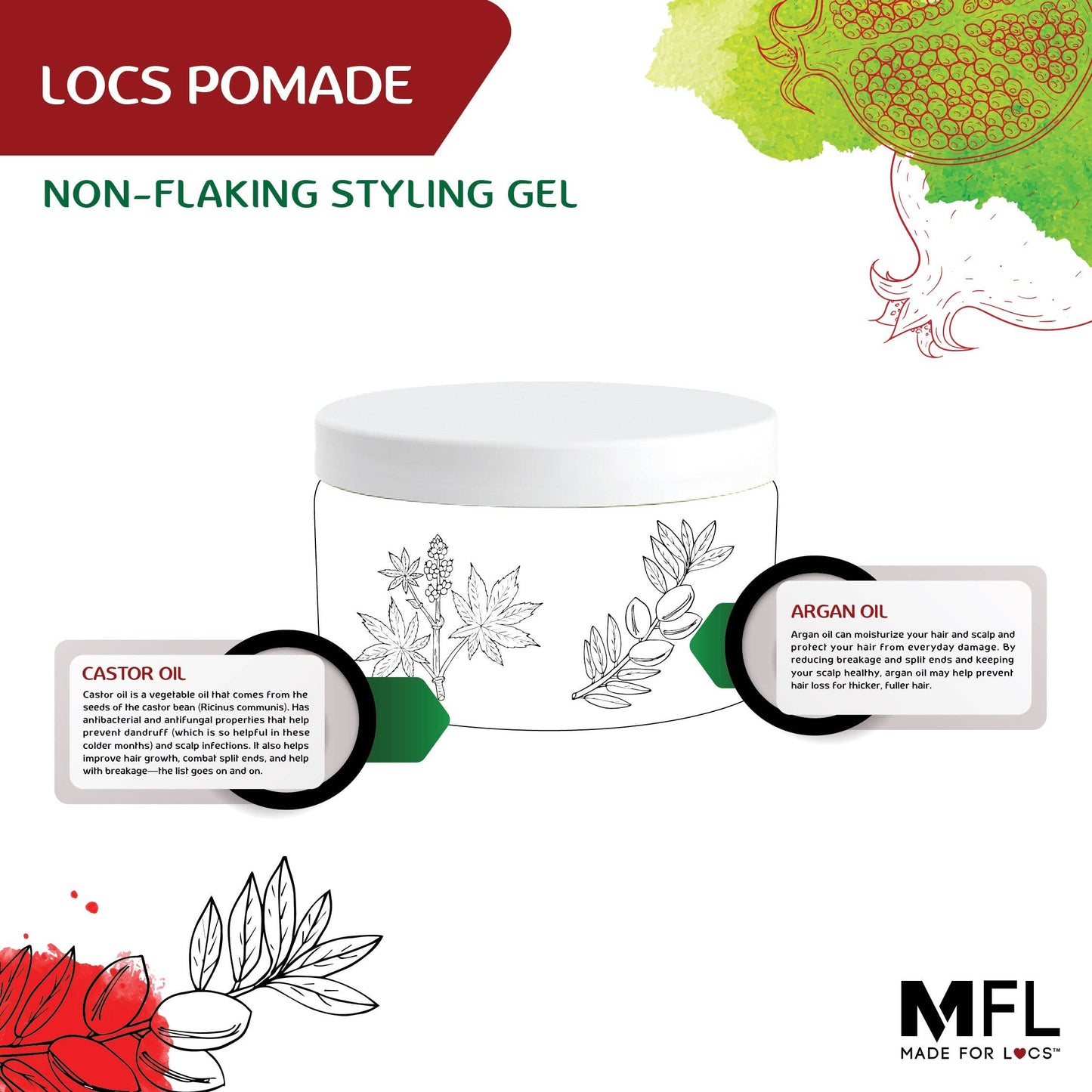 Made For Locs - Locs, Braids & Retwisting Firm Hold Gel | 4 oz: Pomegranate