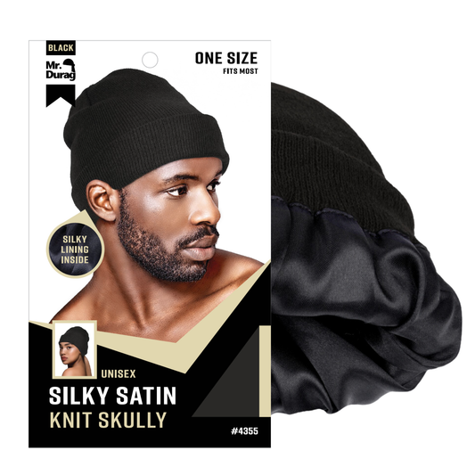 Annie International, Inc. - Mr. Durag Silky Satin Knit Skully, 1 Count Beanie, Black