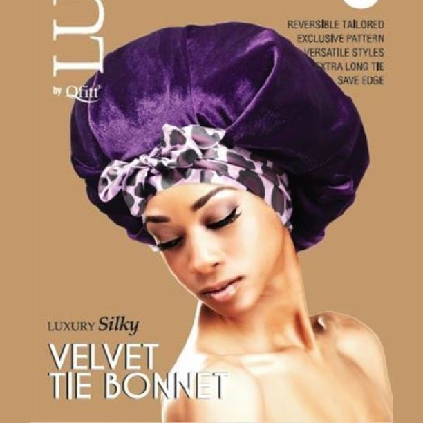 Qfitt-Lux-Luxury Silky-velvet tie bonnet-assort-LXL