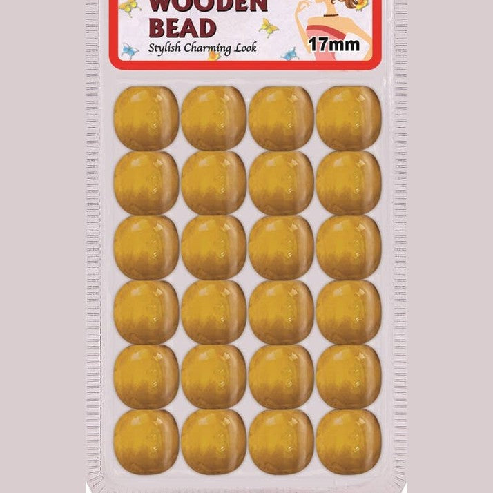 MI Hair Distribution - WOODEN BEAD 17MM (YELLOW)