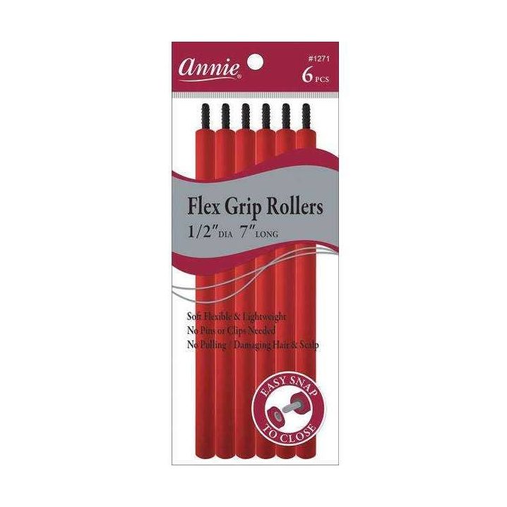 Annie Flex Grip Rollers 1/2In Dia 7In Long 6Ct Red