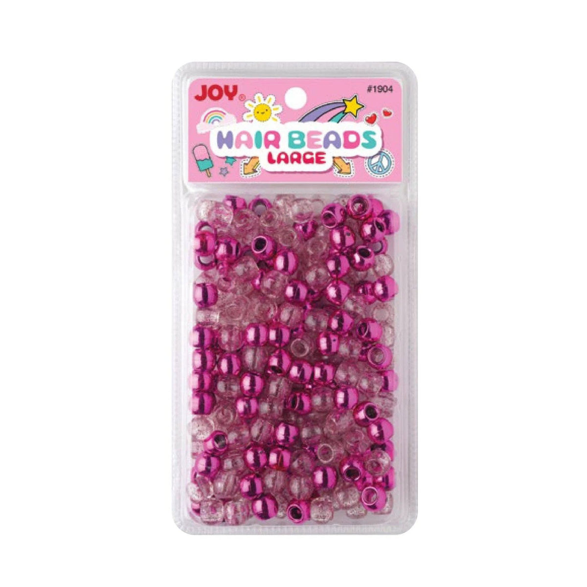 Annie - Joy Large Hair Beads 240Ct Pink Metallic & Glitter