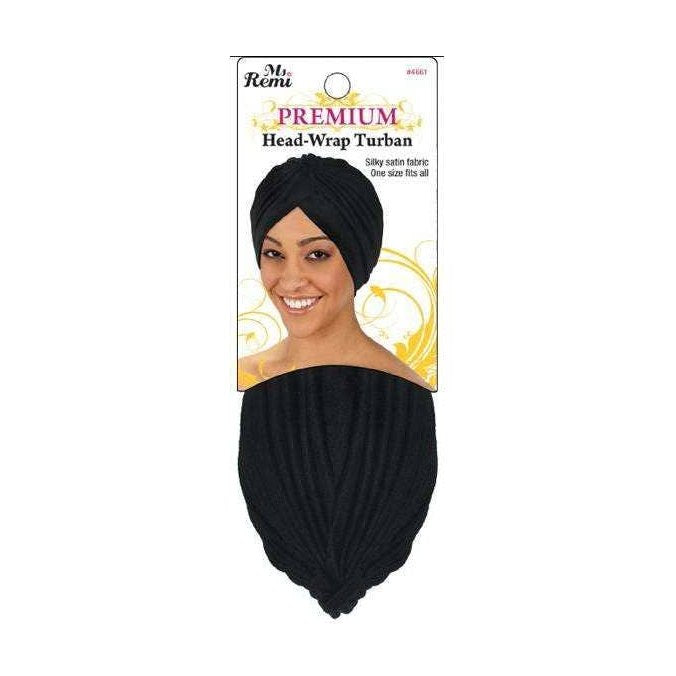 Annie - Ms. Remi Premium Deluxe Head Wrap Cap Black