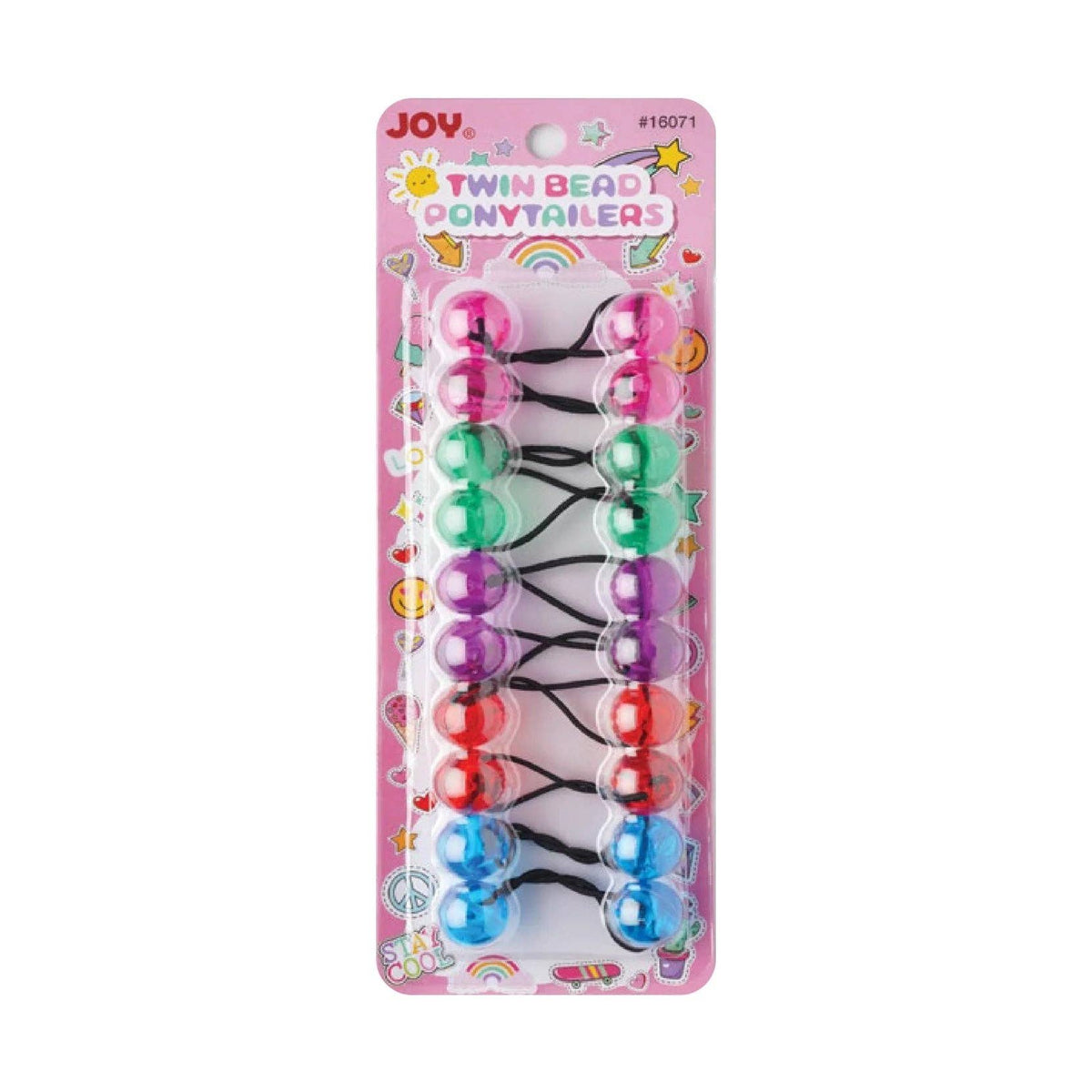 Joy Twin Beads Ponytailers 10Ct Assorted Clear