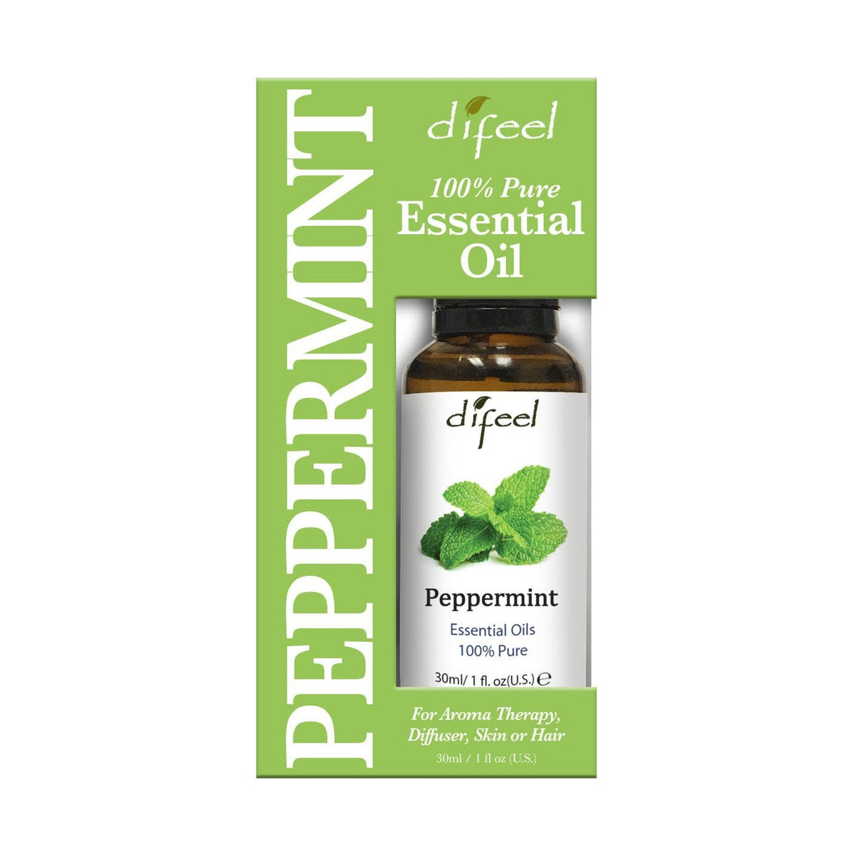 Difeel - Difeel 100% Pure Essential Oil - Peppermint Oil, Boxed 1 oz.
