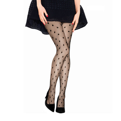 SM Beauty LLC - Touch Ups Patterned Fishnet Stockings: Polkadot Dance 6pk - Regular