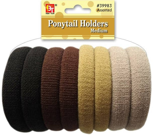 PONYTAIL HOLDERS-MEDIUM - BROWN ASSORTED