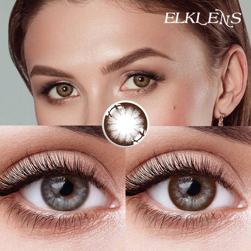 ELKLENS Big Eyes Brown Prescription Colored Contact Lenses