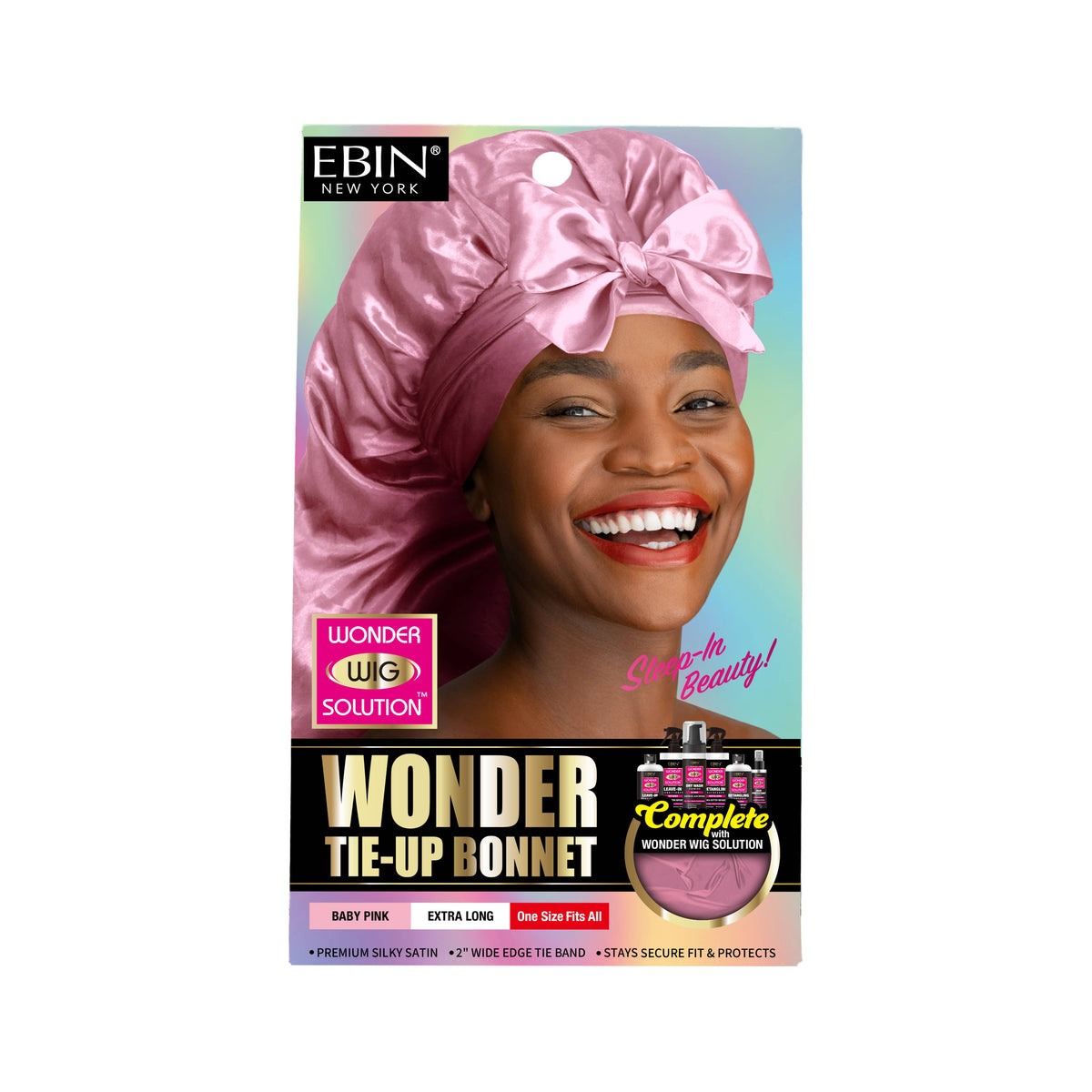 EBIN NEW YORK - Wonder Wig Tie-Up Bonnet - Baby Pink: Extra Long