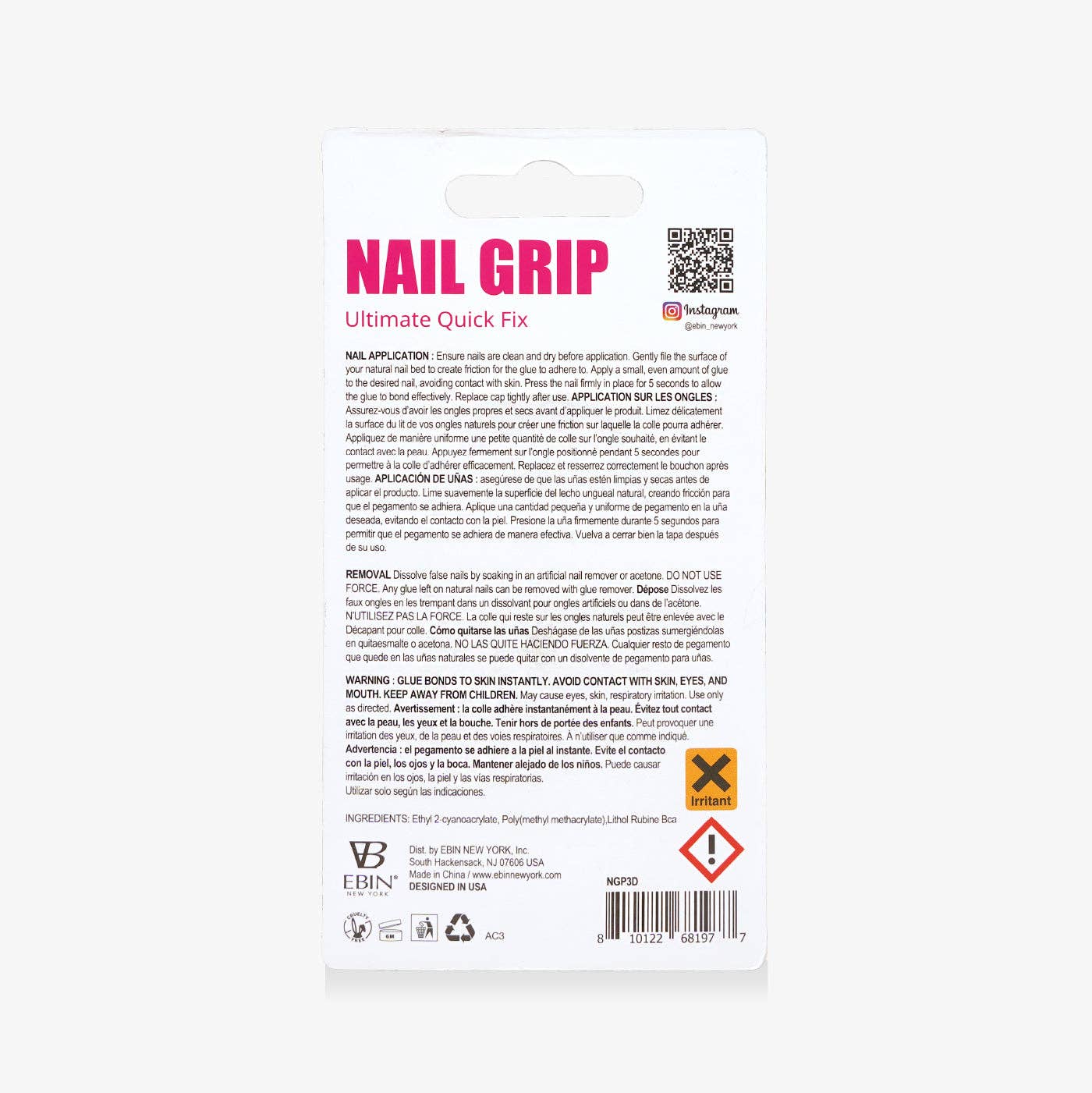 EBIN NEW YORK - Nail Grip: Clear♥Drop