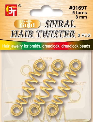 MI Hair Distribution - JEWELRY SPIRAL HAIR TWISTER-8 MM - 5 TURNS - GOLD