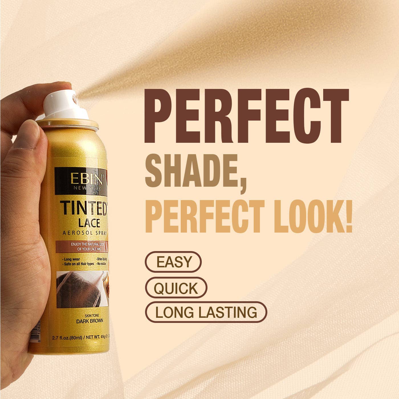 EBIN NEW YORK - Tinted Lace Aerosol Spray 5.07oz/150ml: Medium Brown