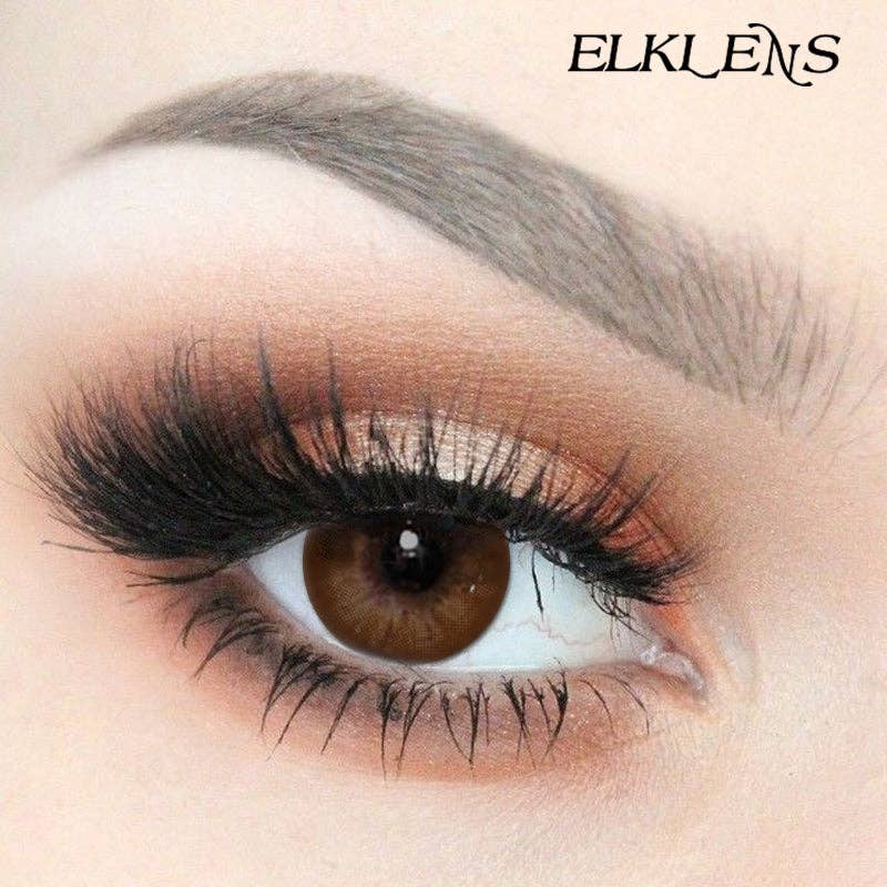 ELKLENS Big Eyes Brown Prescription Colored Contact Lenses
