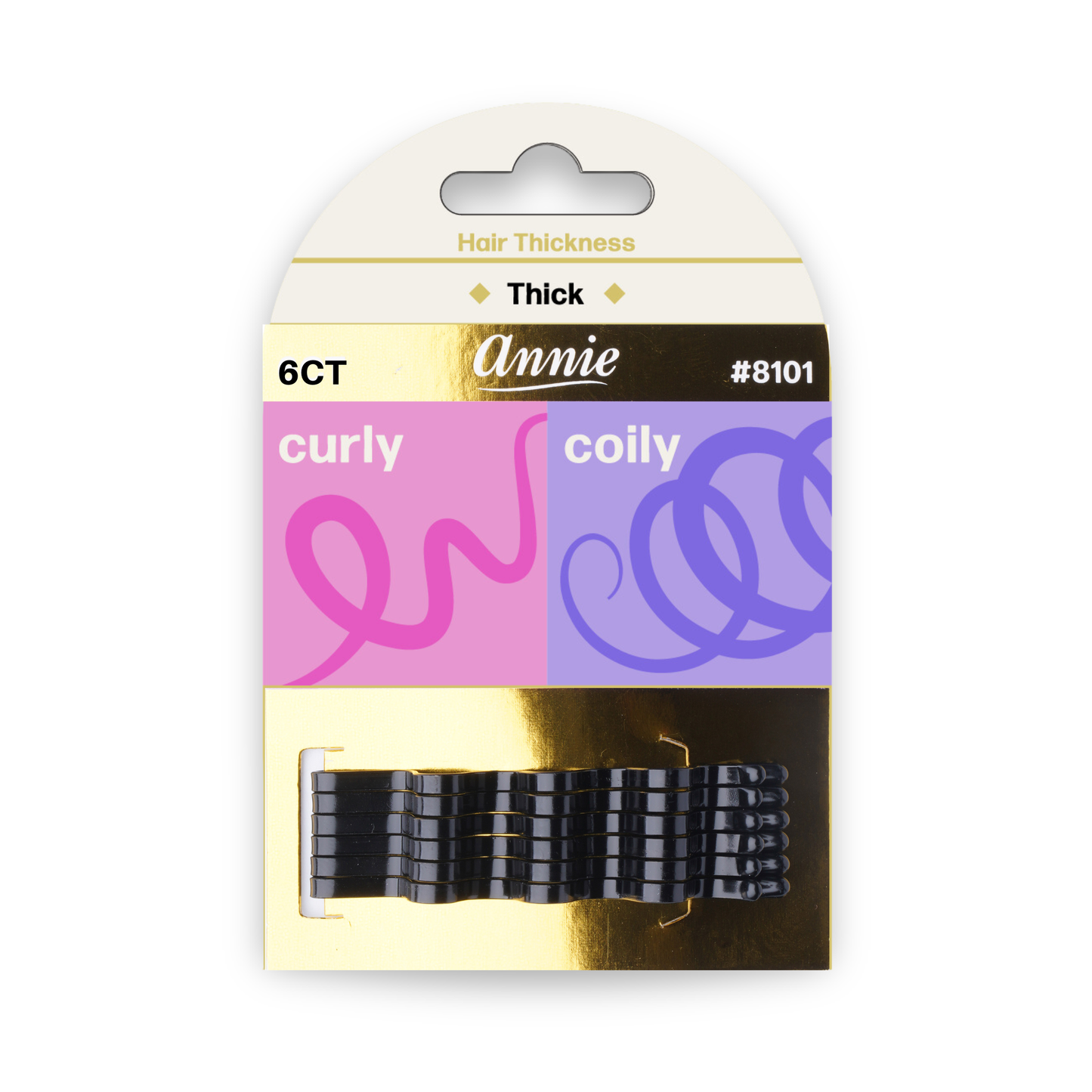 Annie International, Inc. - Annie 6.5cm Big Curve Bobby Pin 6ct Black