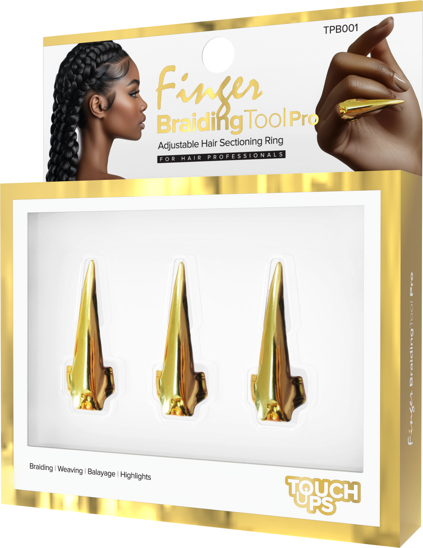 SM Beauty LLC - TouchUps - Finger Braiding Tool Pro: Gold / Single