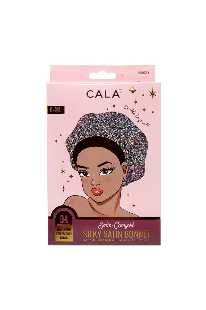PINEAPPLE Beauty - CALA 66021 Shiny Silver Satin Comfort Silky Satin Bonnet