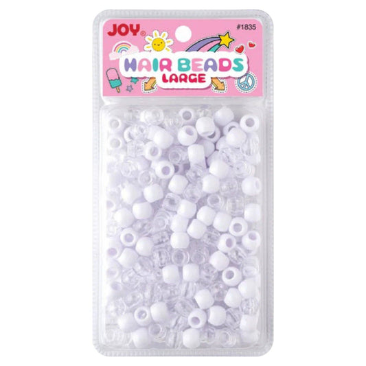 Annie - Joy Large Hair Beads 240Ct White & Clear