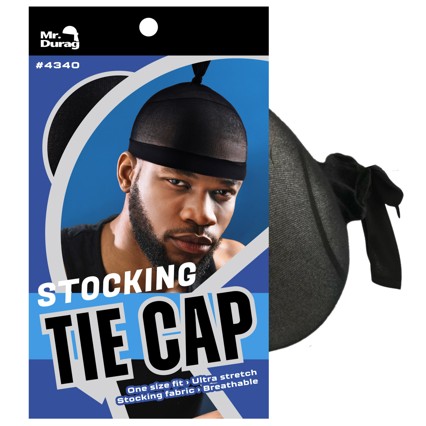 Mr. Durag Stocking Tie-Down Cap, 1 Count, Black