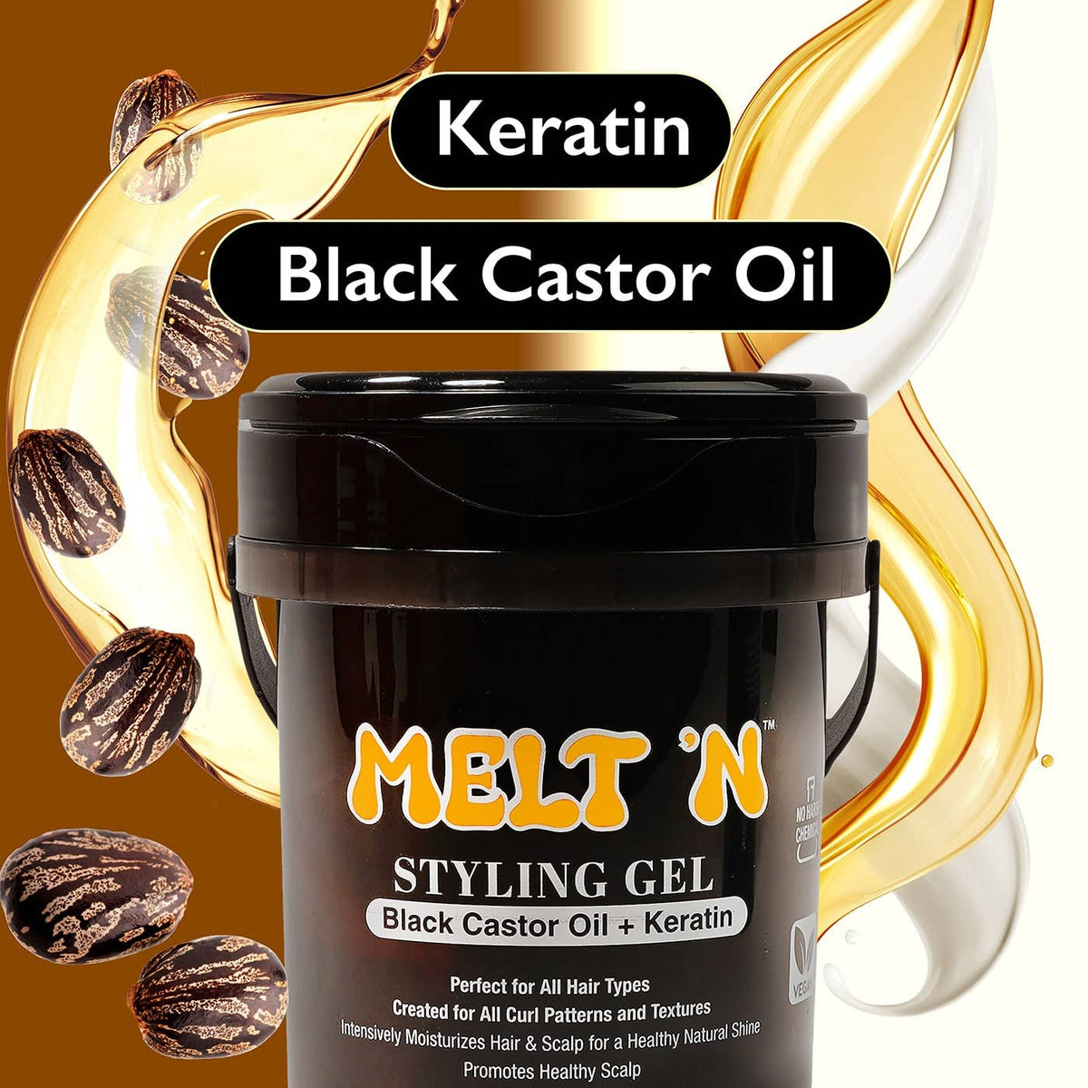 EBIN NEW YORK - MELT'N Styling Gel - Black Castor Oil + Keratin: 2423ml (82oz)