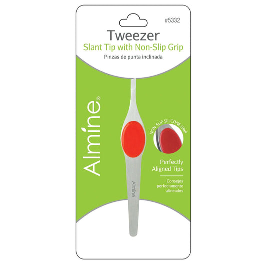 Annie - Almine Slant Tip Tweezer Red Non-slip Grip