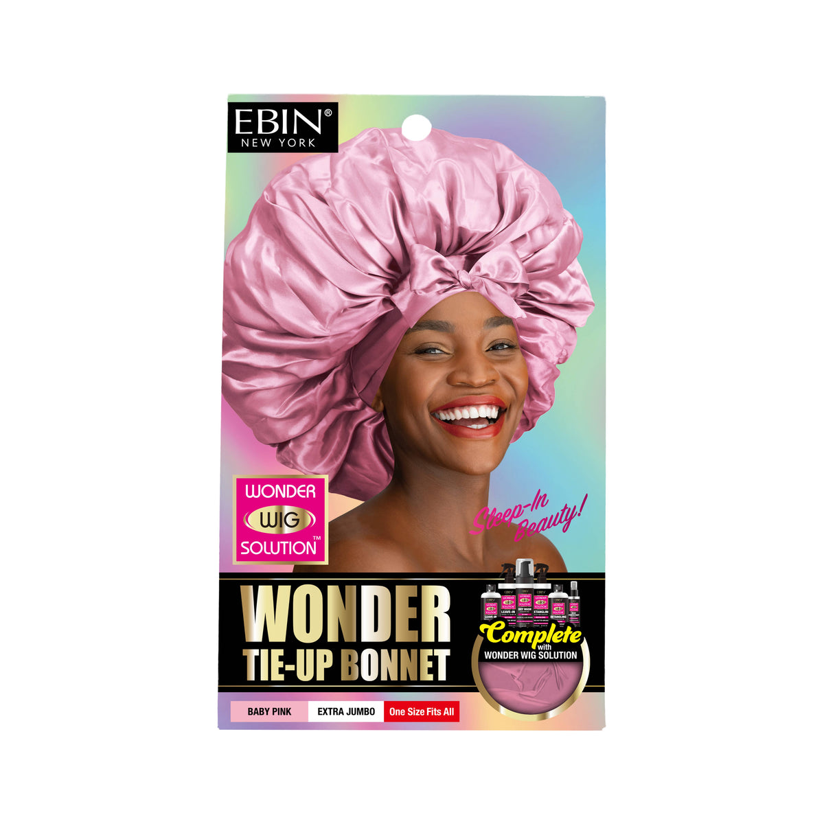 EBIN NEW YORK - Wonder Wig Tie-Up Bonnet - Baby Pink: Extra Jumbo