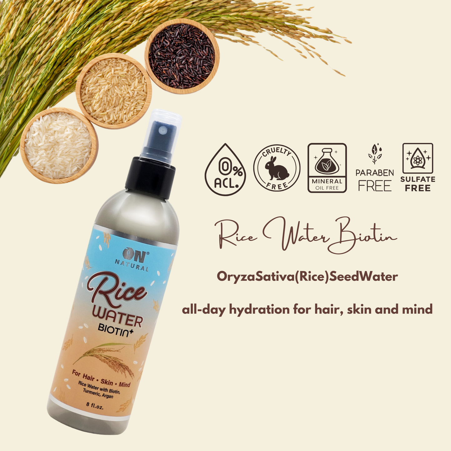 ON Natural USA - ON NATURAL - Rice Water [Biotin] 8oz: 8oz