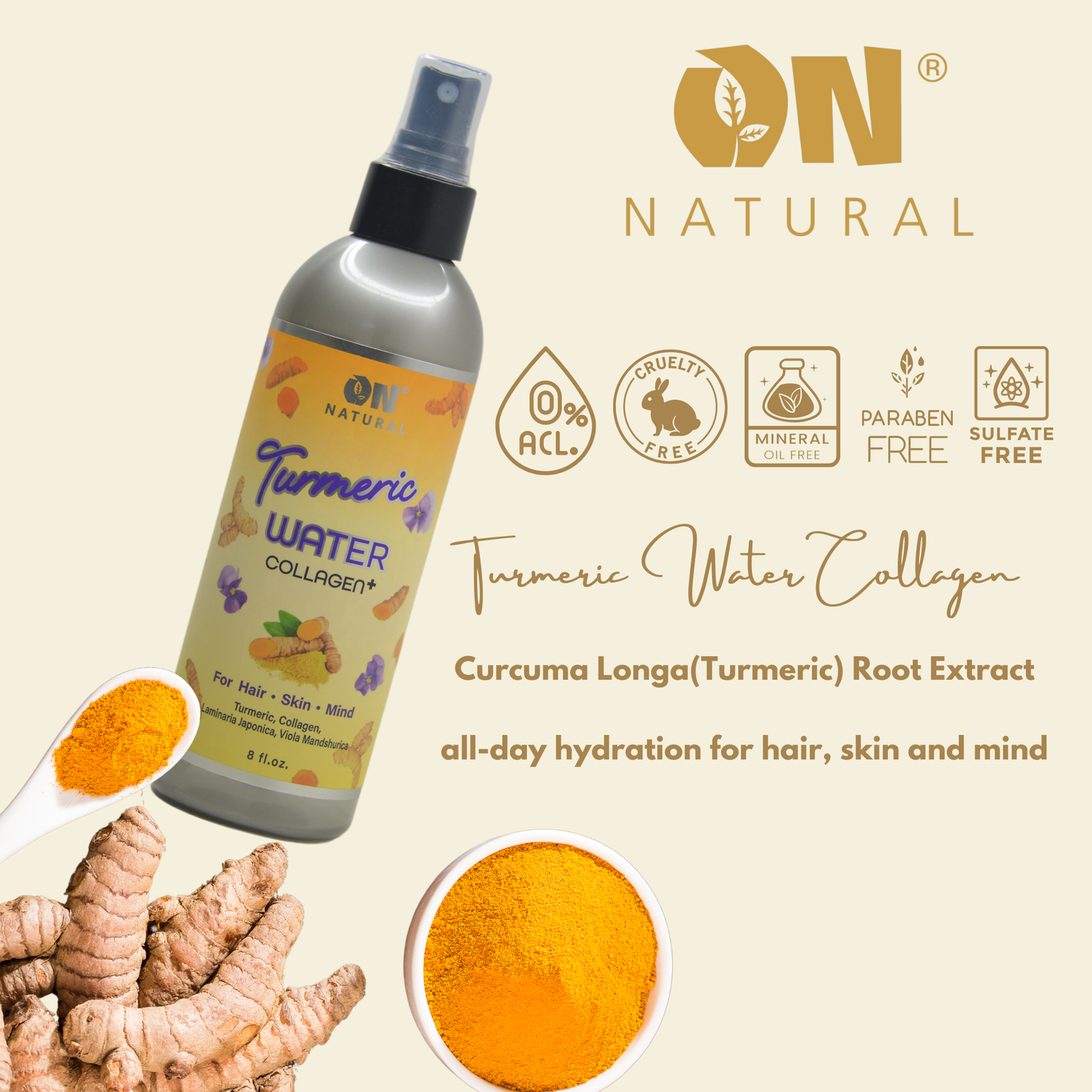 ON Natural USA - ON NATURAL - Turmeric Water [Collagen] 8oz: 8 oz