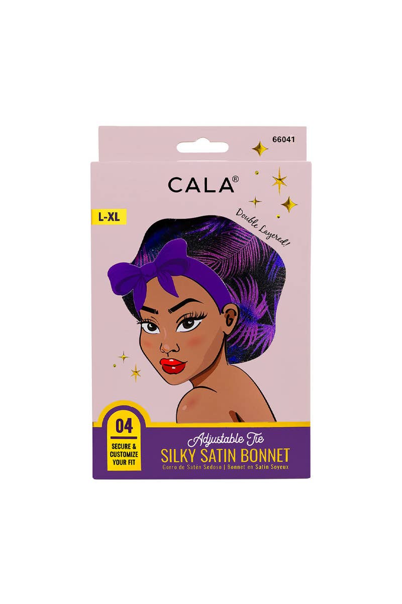 PINEAPPLE Beauty - CALA 66041 Adjustable Tie Silky Satin Bonnet Purple - 6pcs
