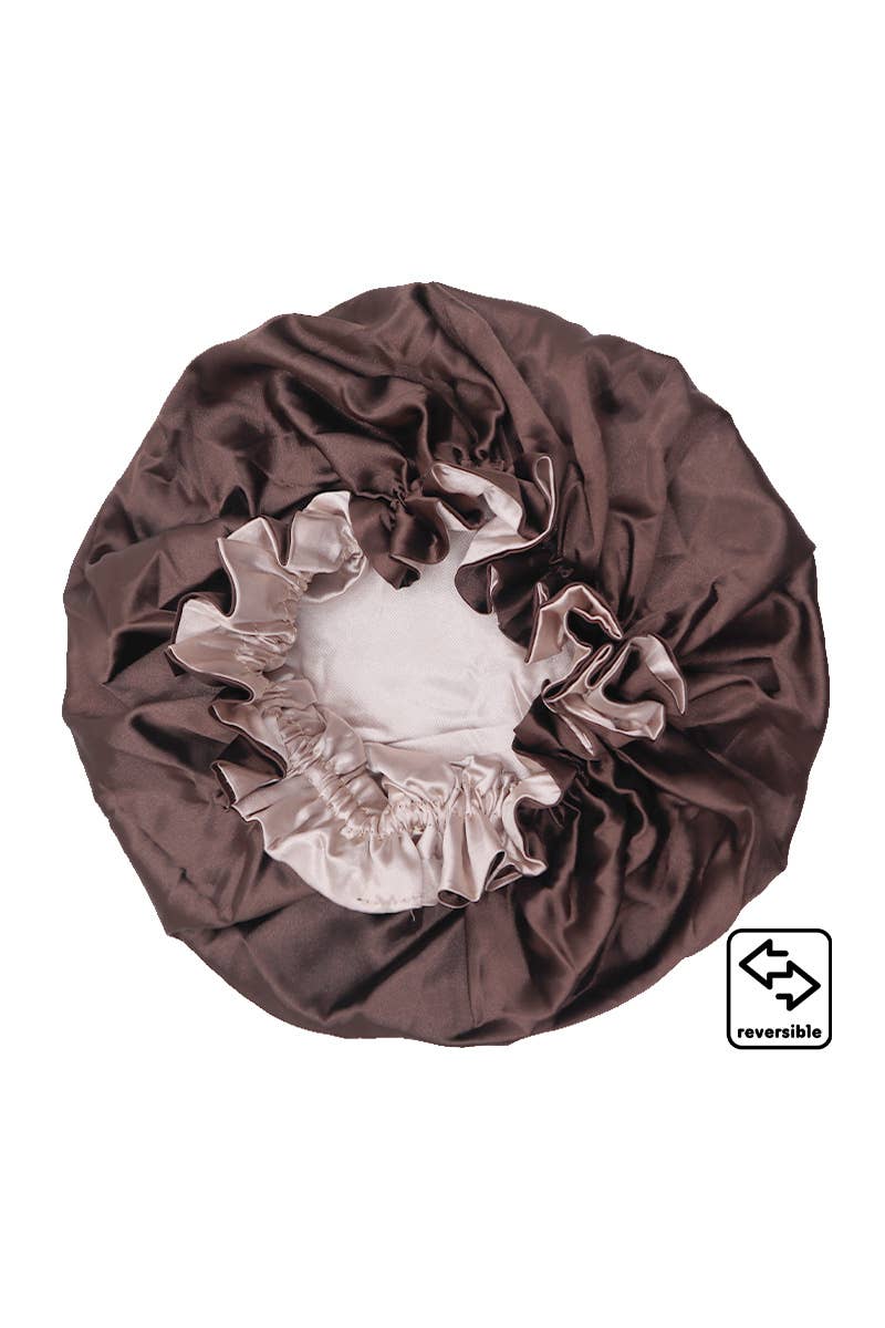 PINEAPPLE Beauty - CALA 66047 Brown/Nude Reversible Silky Satin Bonnet - 6pcs