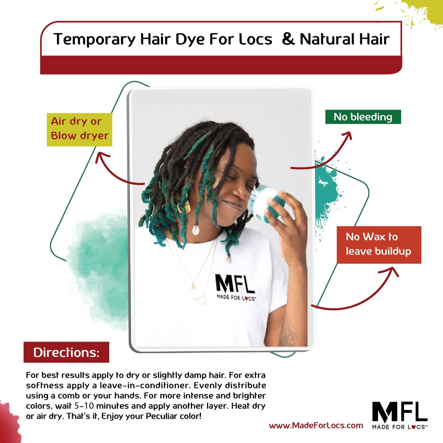 Made For Locs - Temporary Locs Vegan Hair Color Pomade: Fyah Red