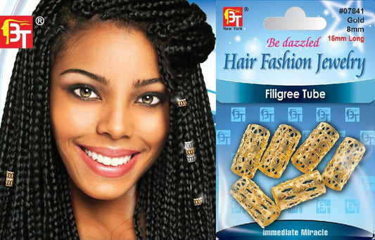 MI Hair Distribution - BRAID JEWELRY FLIGIREE TUBE-8 MM - (LONG 15 MM) GOLD