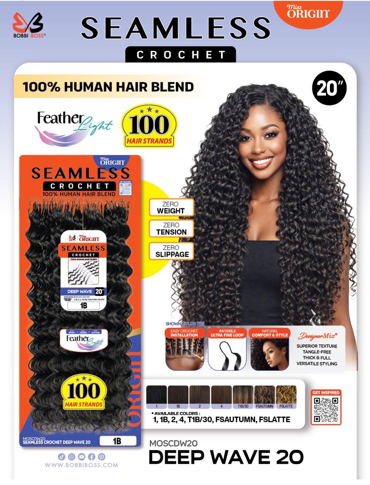 Bobbi Boss - Human Hair Blend - Seamless Crochet Hair - Deep Wave - 20”